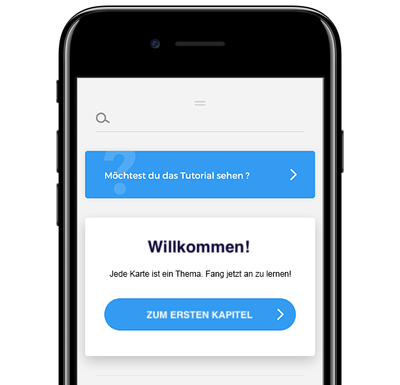 Startbildschirm der Appucations App - Willkommen